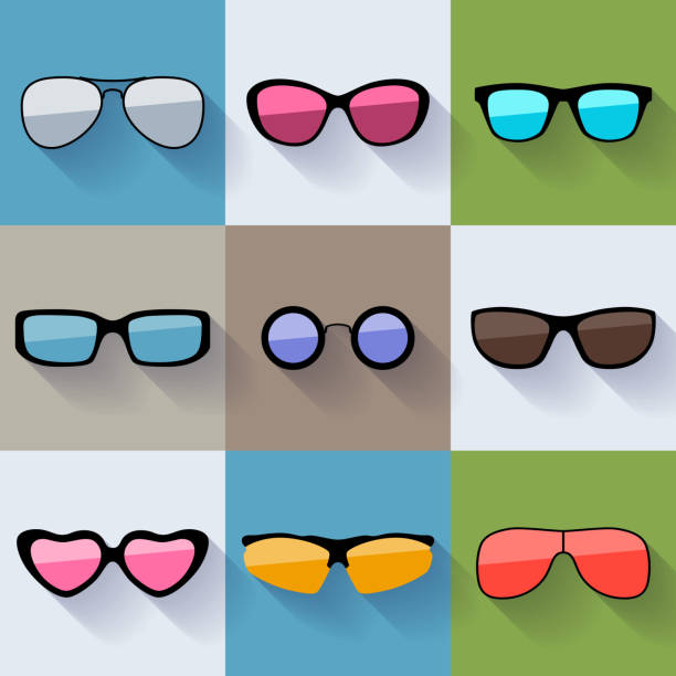 zbiór różnych stylów okulary przeciwsłoneczne - human eye glass eyesight sunglasses stock illustrations