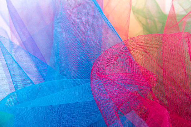 tulle fabric colorful isolated on white background