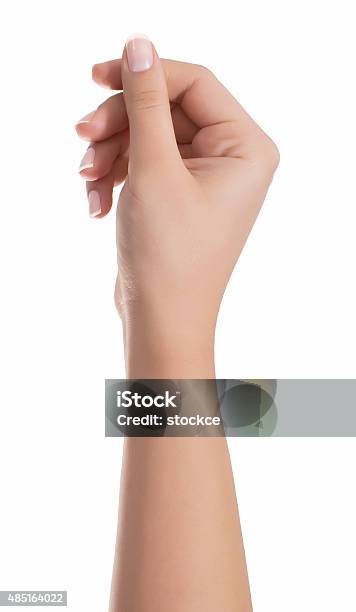 Business Card In Woman Hand On White Stock Photo - Download Image Now - Human Hand, Holding Hands, Playing Card