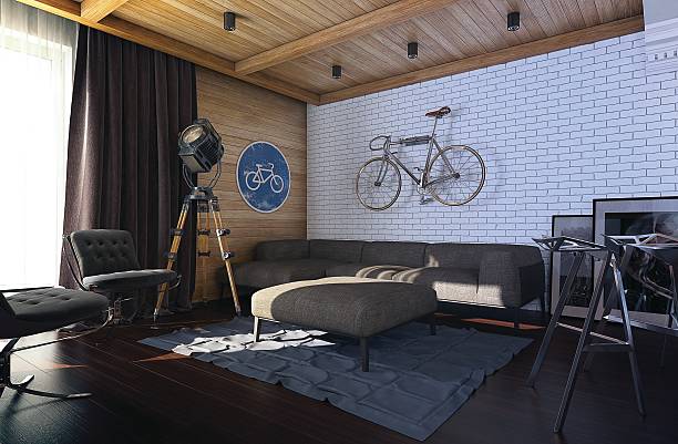 istock Modern loft Living room interior. 485164116