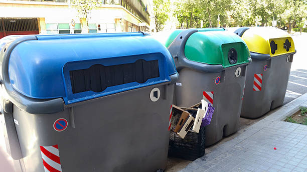 Colorful plastic containers in Barcelona