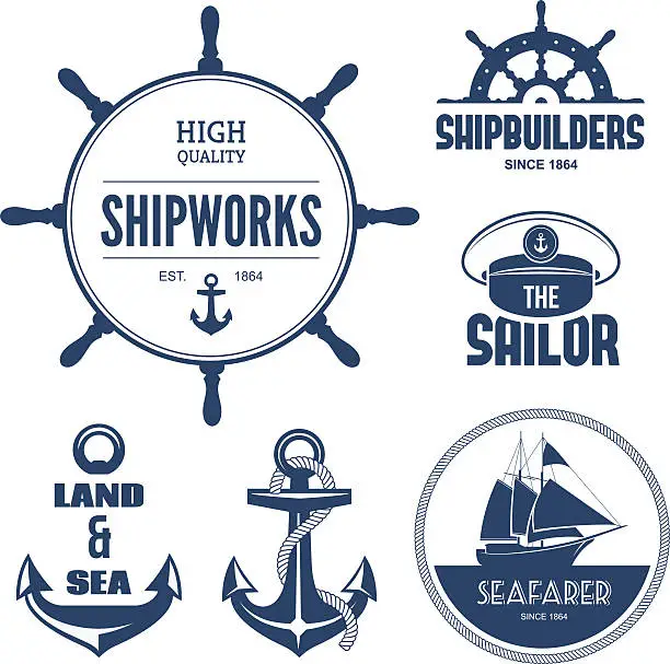 Vector illustration of Nautical labels