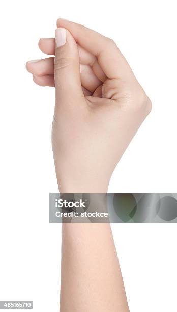 Business Card In Woman Hand On White Stock Photo - Download Image Now - Playing Card, Gripping, Greeting Card