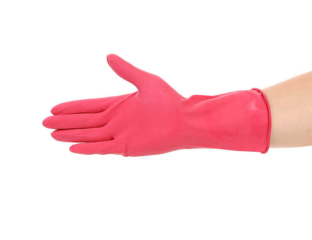 guantes de goma de color rosa. - nonconductor fotografías e imágenes de stock