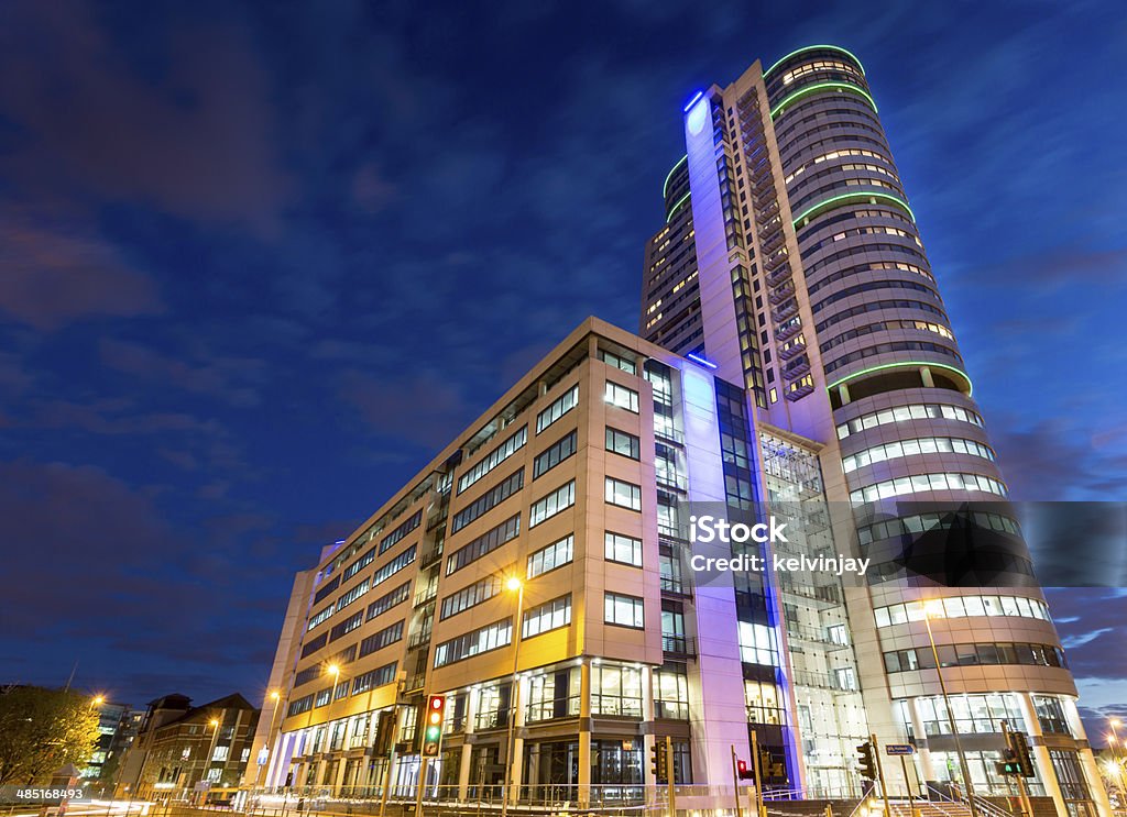 Bridgewater Place in Leeds at night Long exposure shot of the tallest building in Leeds, Bridgewater Place. This area has been redeveloped and is populated with restaurants, hotels, bars, shops and apartments.  Apartment Stock Photo