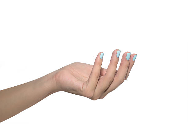 istock Woman hand with blue nails 485171842
