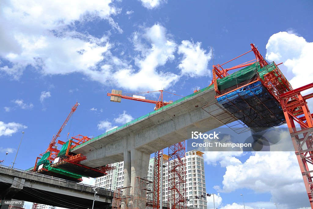 Construction site with Tower Crane and Blue Sky 2015 Stock Photo
