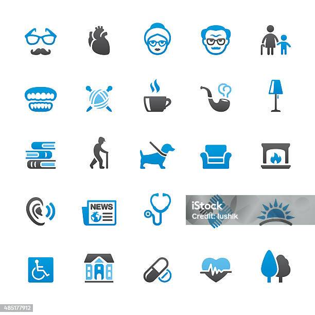 Senior Adult Related Vector Icons Stock Illustration - Download Image Now - Icon Symbol, Hearing Aid, Senior Adult