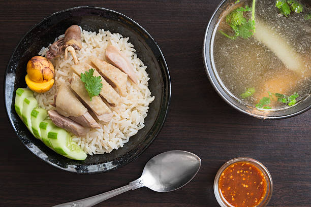 istock rice steamed with chicken soup 485178298