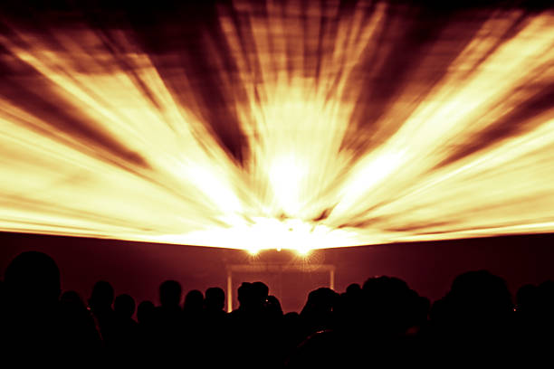 istock Laser show rays in fire red yellow and orange colors 485178464