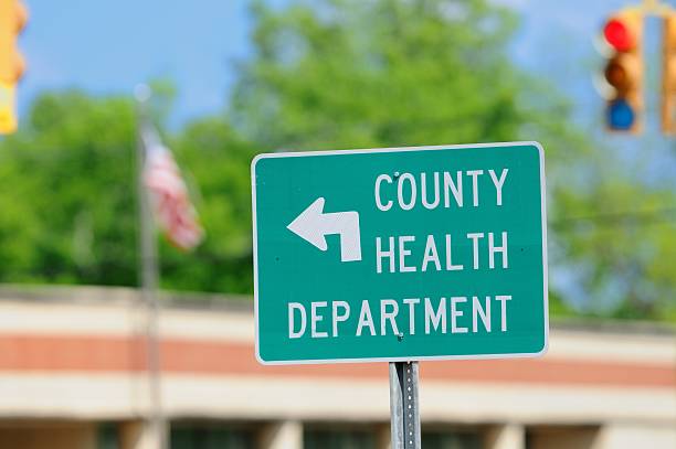 County health department road sign stock photo