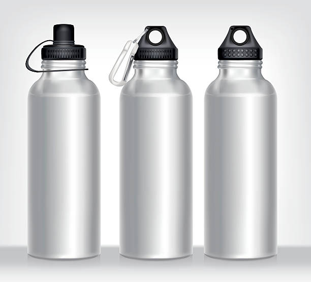 ilustraciones, imágenes clip art, dibujos animados e iconos de stock de aluminio de agua de botella aislado con fondo blanco - water bottle bottle steel stainless steel