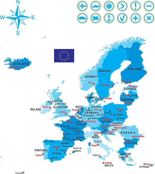 stockillustraties, clipart, cartoons en iconen met european union map - trein nederland