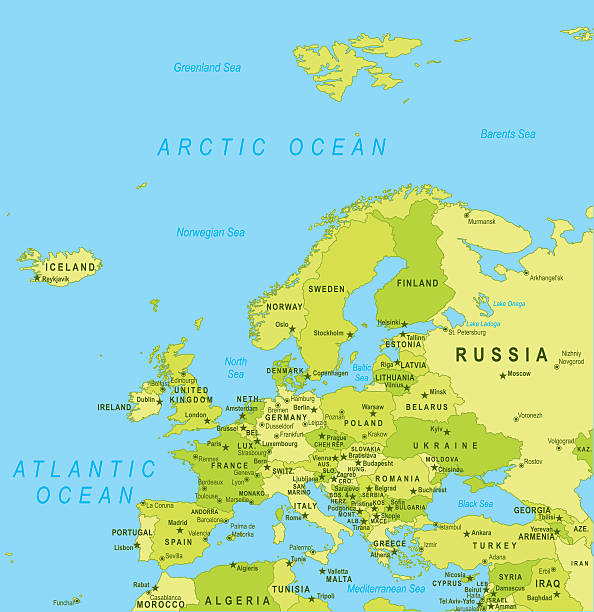 Europe map http://dikobraz.org/map_2.jpg green map of norway stock illustrations