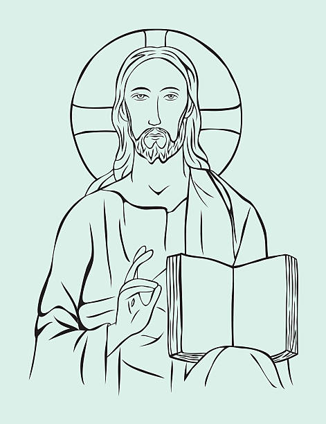 ilustraciones, imágenes clip art, dibujos animados e iconos de stock de christ con biblia - christs