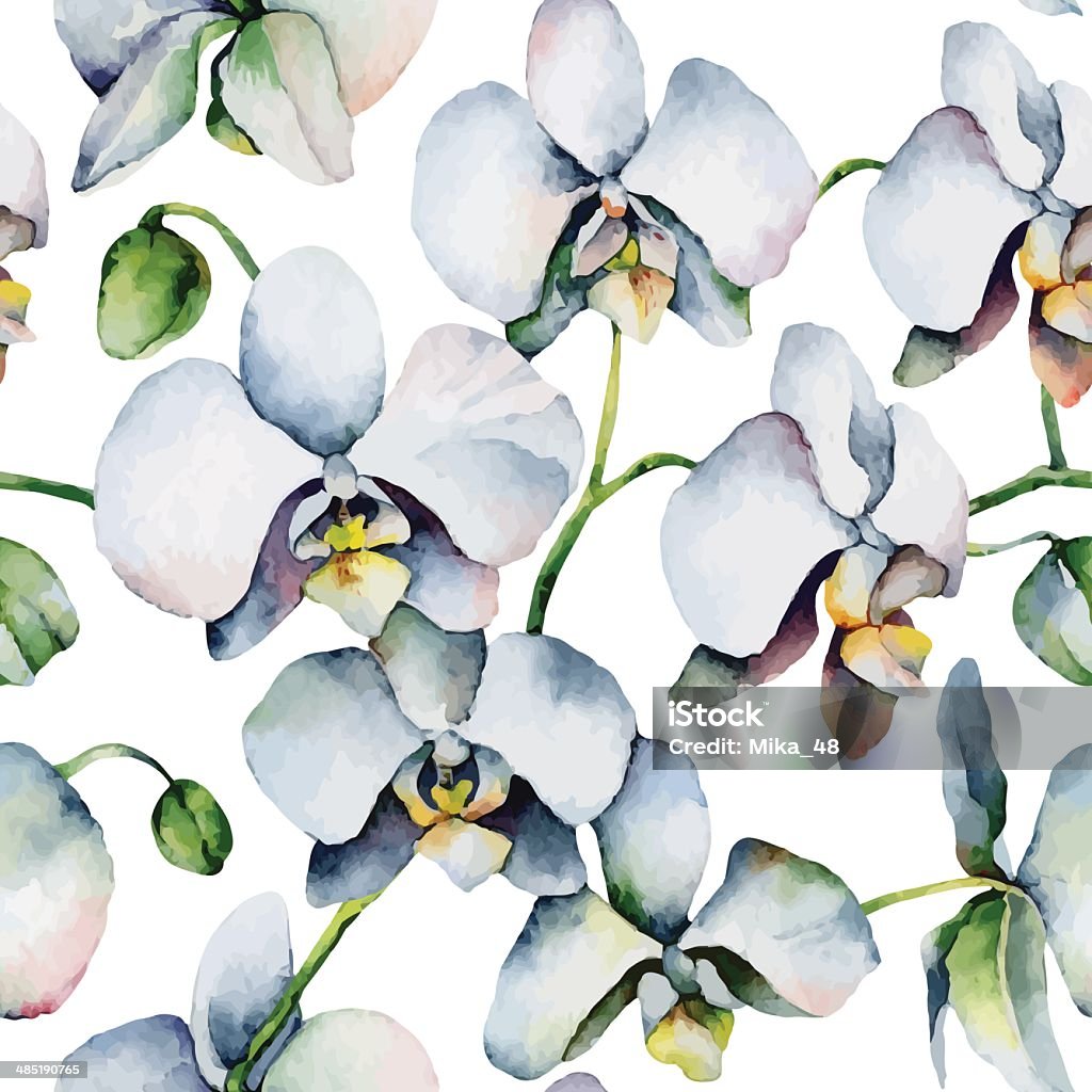 White orchids Seamless background with white orchids. EPS 9 vector illustration Art Product stock vector