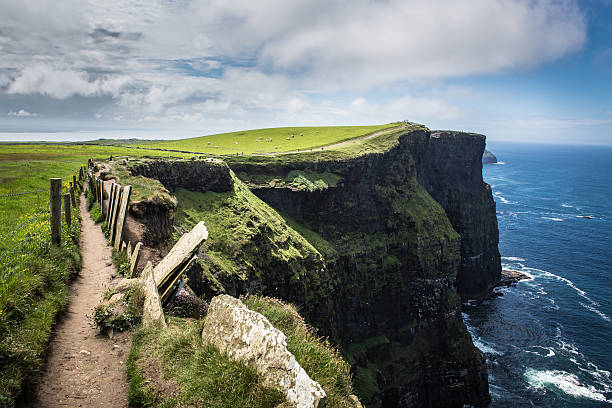 ścieżka prowadzi przez klify moher - cliffs of moher cliff republic of ireland europe zdjęcia i obrazy z banku zdjęć
