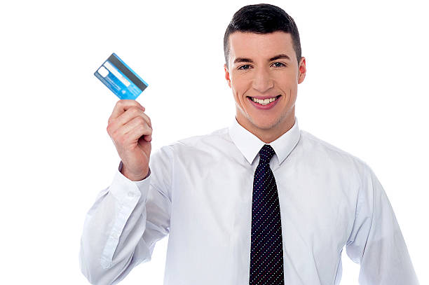 istock Man showing his credit card 485192329