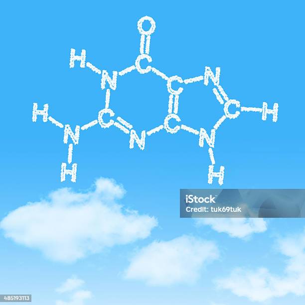 Hexágono Dna Com Nuvem De Ícone De Design Sobre Fundo De Céu Azul - Arte vetorial de stock e mais imagens de ADN