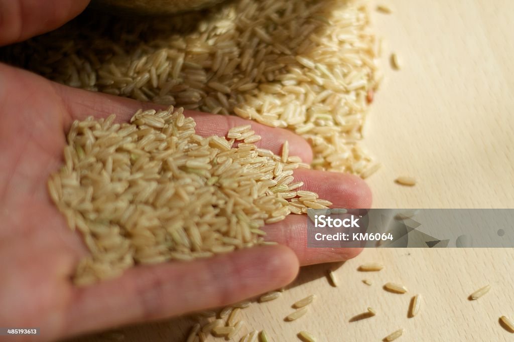 Brown Rice Healthy brown rice in farmhouse kitchen 7-Grain Bread Stock Photo