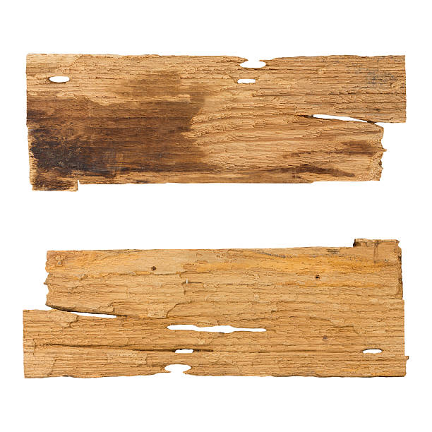 istock Old wooden planks isolated white background 485194094