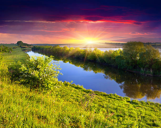 istock Colorful summer morning on the river 485194531