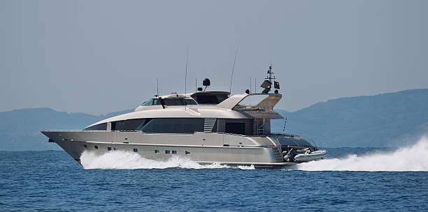 istock Large luxury private yacht at sea. 485195093
