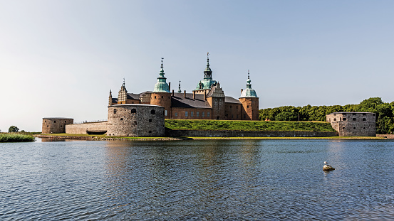 Kalmar, Sweden - August 7, 2015: The legendary Kalmar castle dating back 800 years, reached its current design during the 16th century, when rebuilt by Vasa kings from the medieval castle into a Renaissance palace.