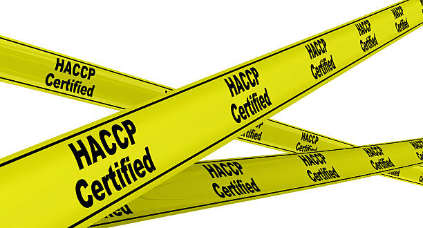 istock HACCP Certified. Yellow warning tapes 485201356