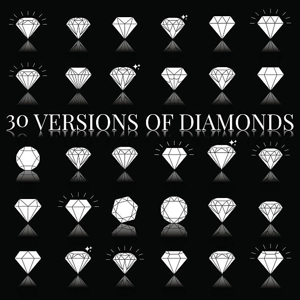 ilustrações, clipart, desenhos animados e ícones de diamond conjunto de ícones - jewelry white background diamond gift