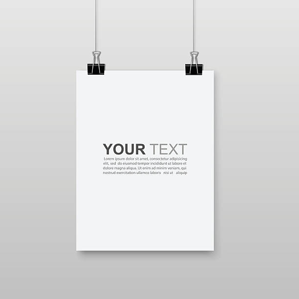 illustrations, cliparts, dessins animés et icônes de format a4 papier vide suspendu avec papier clips.vector - condamné