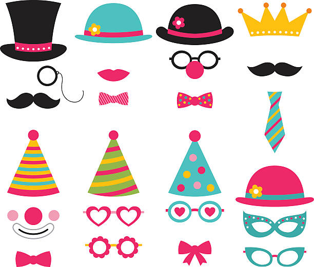 вектор фотоавтомат birthday party объекты - clown stock illustrations