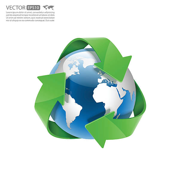 ilustraciones, imágenes clip art, dibujos animados e iconos de stock de global reciclar, flecha todo el globe.vector - símbolo de reciclaje