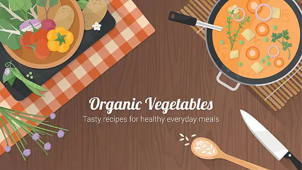 Vector illustration of Vegetarian recipes banner