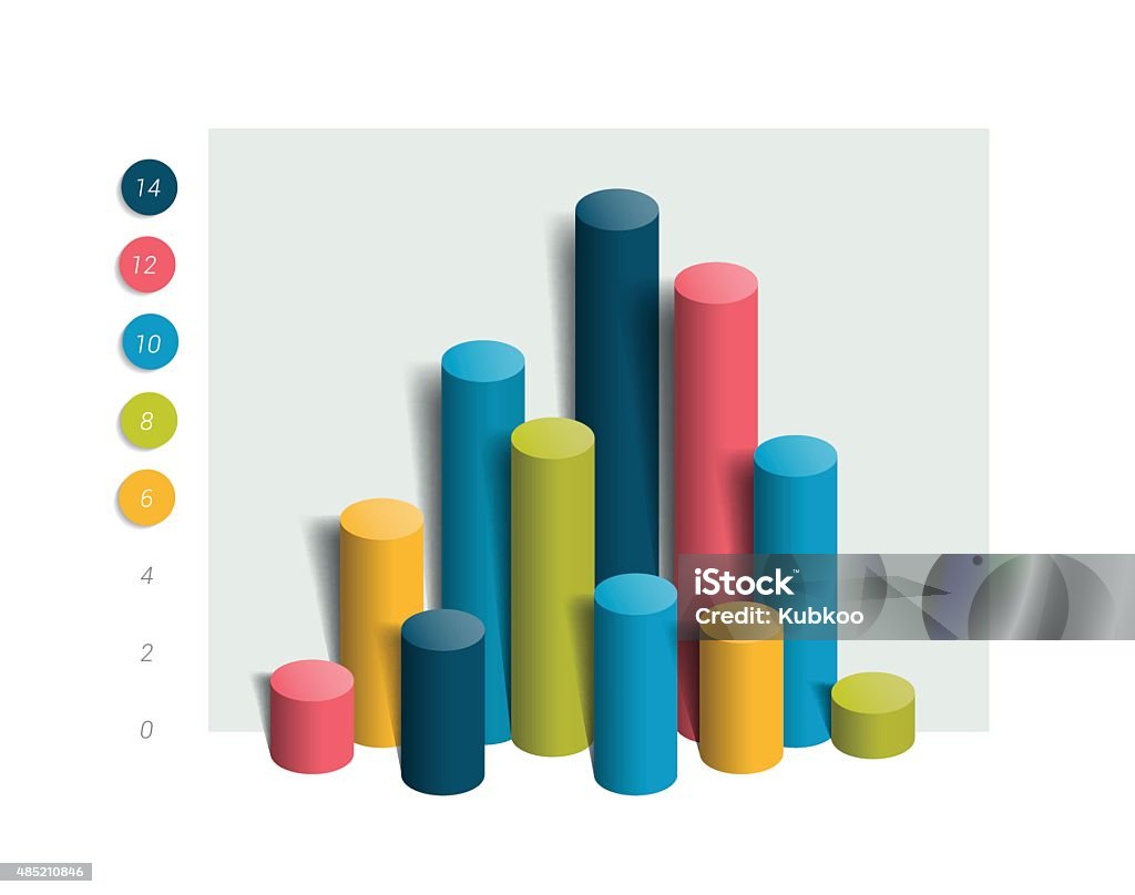 3D colummn chart, graph. Simply color editable. Infographics elements. Architectural Column stock vector