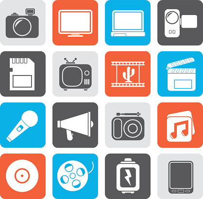 Silhouette Multimedia and technology Icons - vector icon set