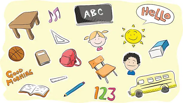 Vector illustration of School Theme Doodle Set