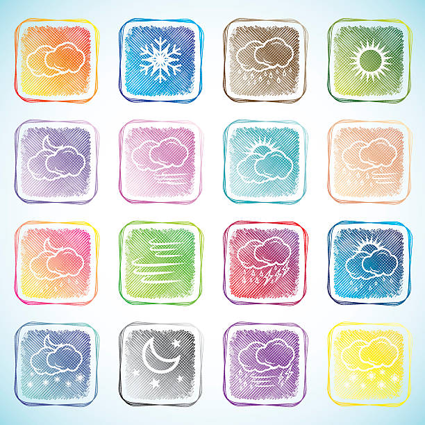 ilustrações, clipart, desenhos animados e ícones de tempo ícone de lápis de cor - spring clear sky night summer