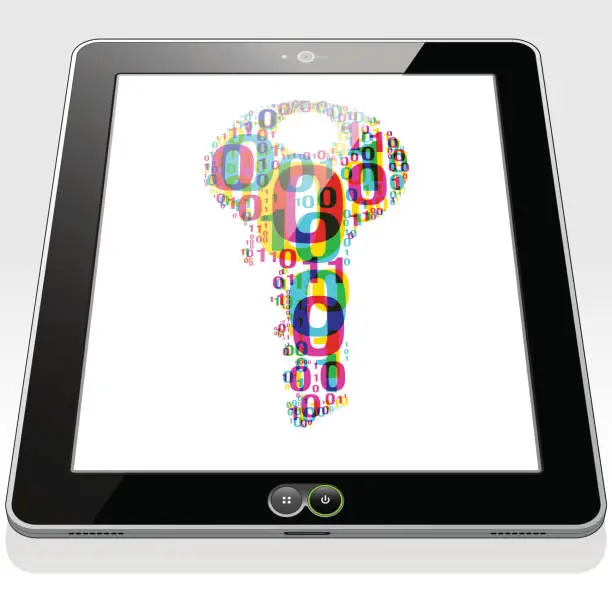 Vector illustration of Tablet PC Binary Software Key