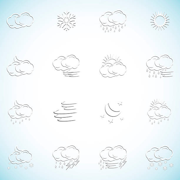 ilustrações, clipart, desenhos animados e ícones de conjunto de ícones do tempo - spring clear sky night summer