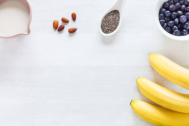 istock Healthy blueberries, bananas and other ingredients 485226550