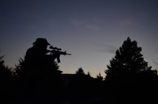 istock Airsoft man silhouette at afternoon 485226674