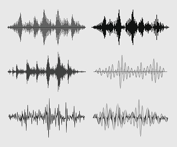 Sound Waves - Vector Set Collection of audio waveforms noise stock illustrations