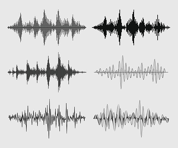 Sound Waves - Vector Set Collection of audio waveforms sound wave stock illustrations