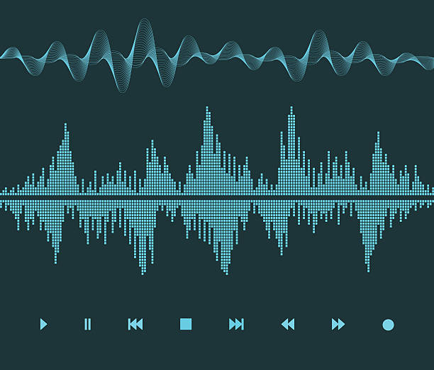 Sound Wave Vector Set of Music Wave and Player Buttons radio backgrounds stock illustrations
