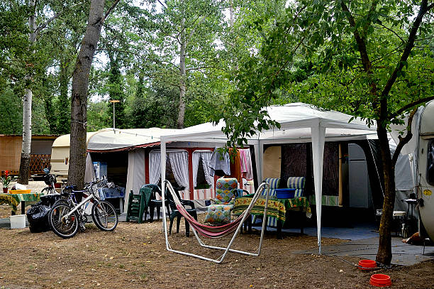 istock tent in a French campsite 485227716
