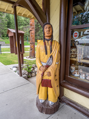 Banff, Сanada - June 19, 2015: Indian Trading Post in Town of Banff on June 19, 2015 in Banff Alberta Canada. Banff is a resort town and one of Canada's most popular tourist destinations.