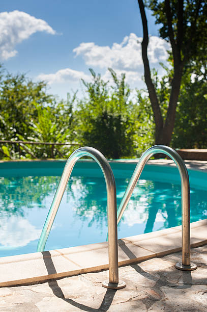 istock Pool ladder close up on swimming pool 485241450