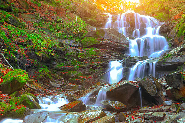 istock waterfall in the autumn forest 485249328