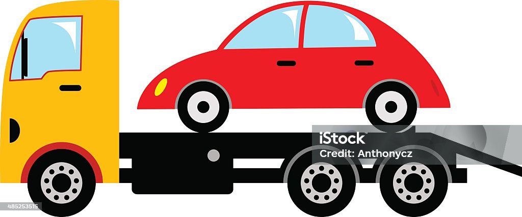 Tow truck Tow truck with red car Assistance stock vector